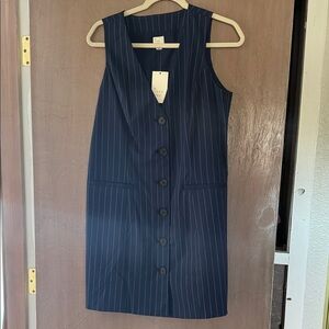 Target Navy Striped Button-Down Midi Dress